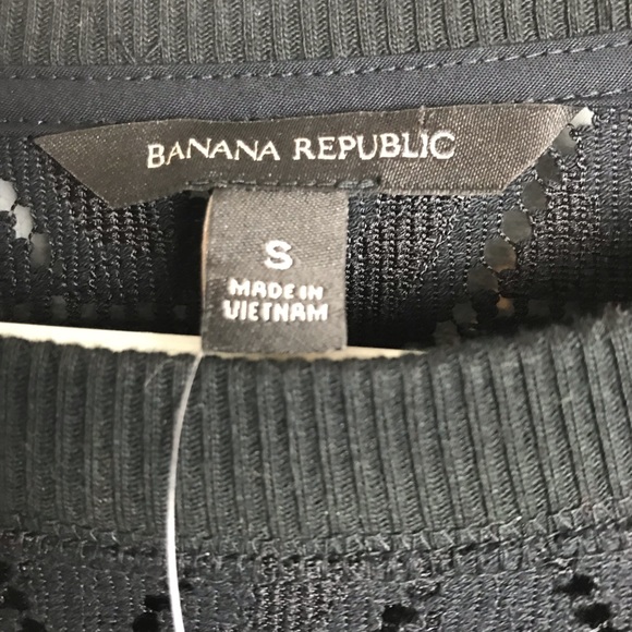 Banana Republic NEW With Tags Black 3/4 Pointelle Geometric Top Small - Picture 4 of 8